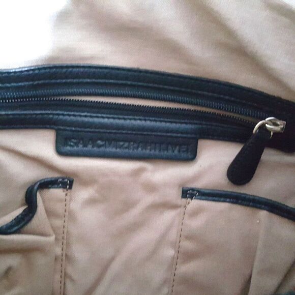 Isaac Mizrahi Womens Pocketbook Black Leather Tote shoulder Bag - Picture 4 of 9